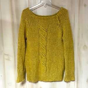 Vintage J Crew Yellow Wool/Silk Bulky Knit Sweater,  Sz M